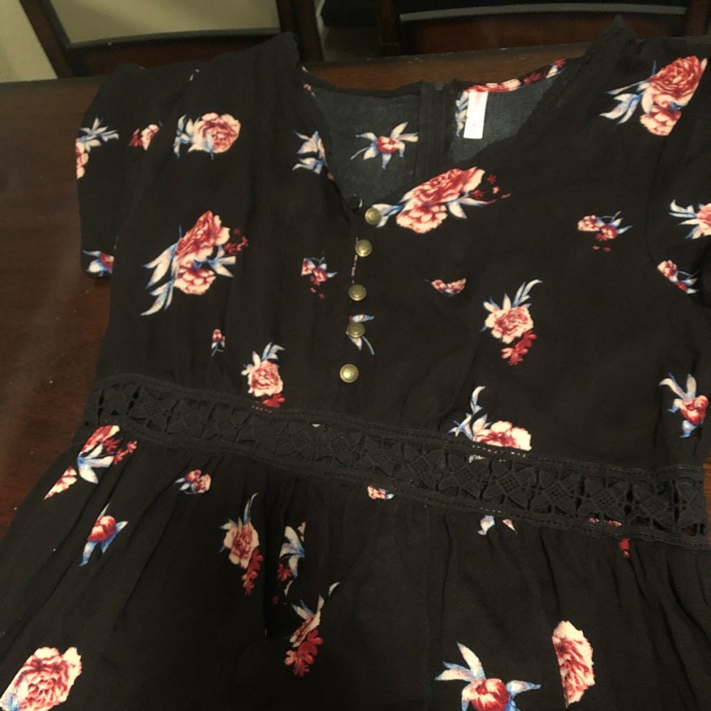 Medium Floral black dress with shorts